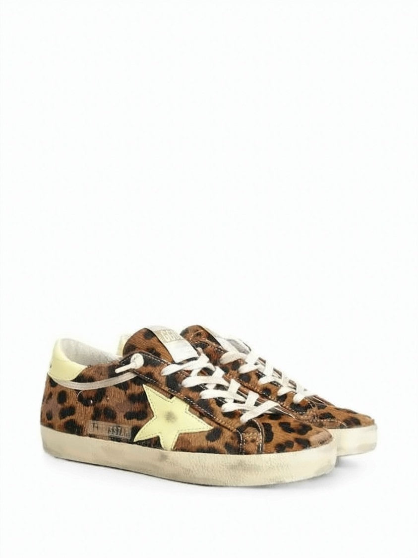 Golden Goose Bold Leopard Print Golden Goose Sneakers With Distressed Sole
