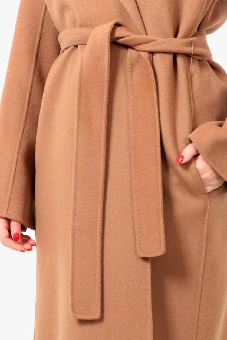Max Mara Camel Poldo Belted Wrap Wool Coat