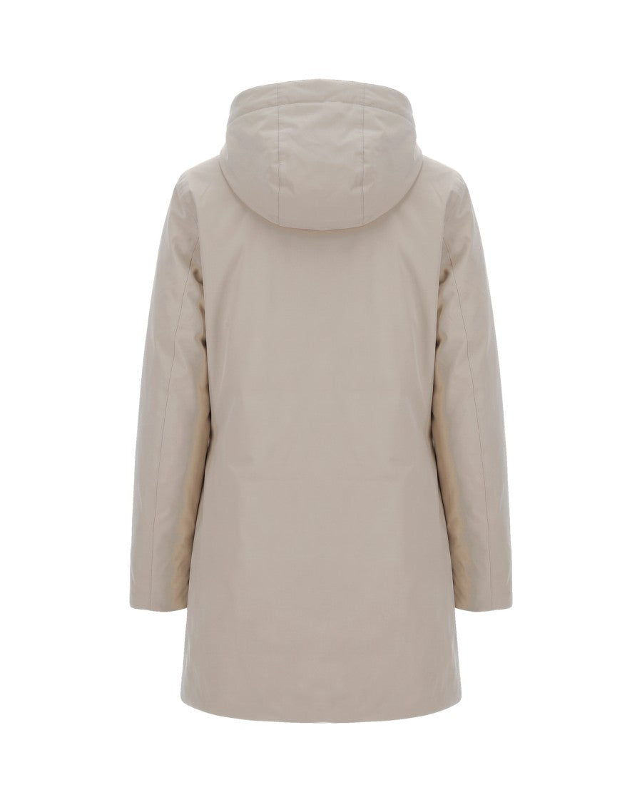 K-Way Water-Resistant Twill Jacket With Faux Fur Lining