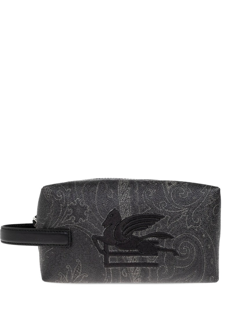 Etro Rectangular Black Paisley 19,5X10x8 Wristlet Pouch