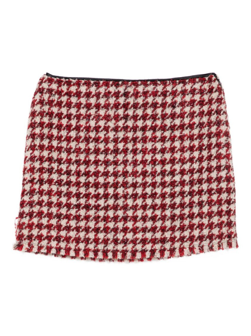 Liu Jo Houndstooth Pattern Mini Skirt With Textured Hemline