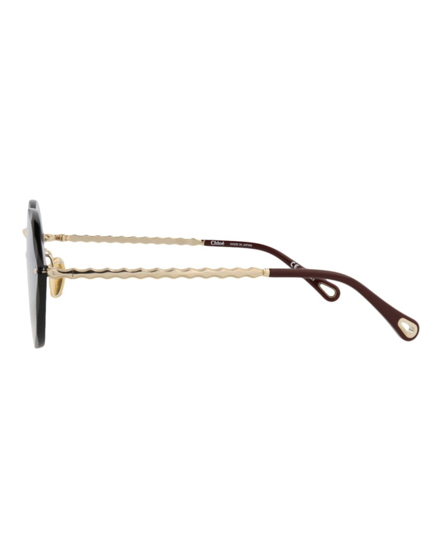 Chloé Cat Eye-Frame Metal Sunglasses With Wavy Gold-Tone Temples