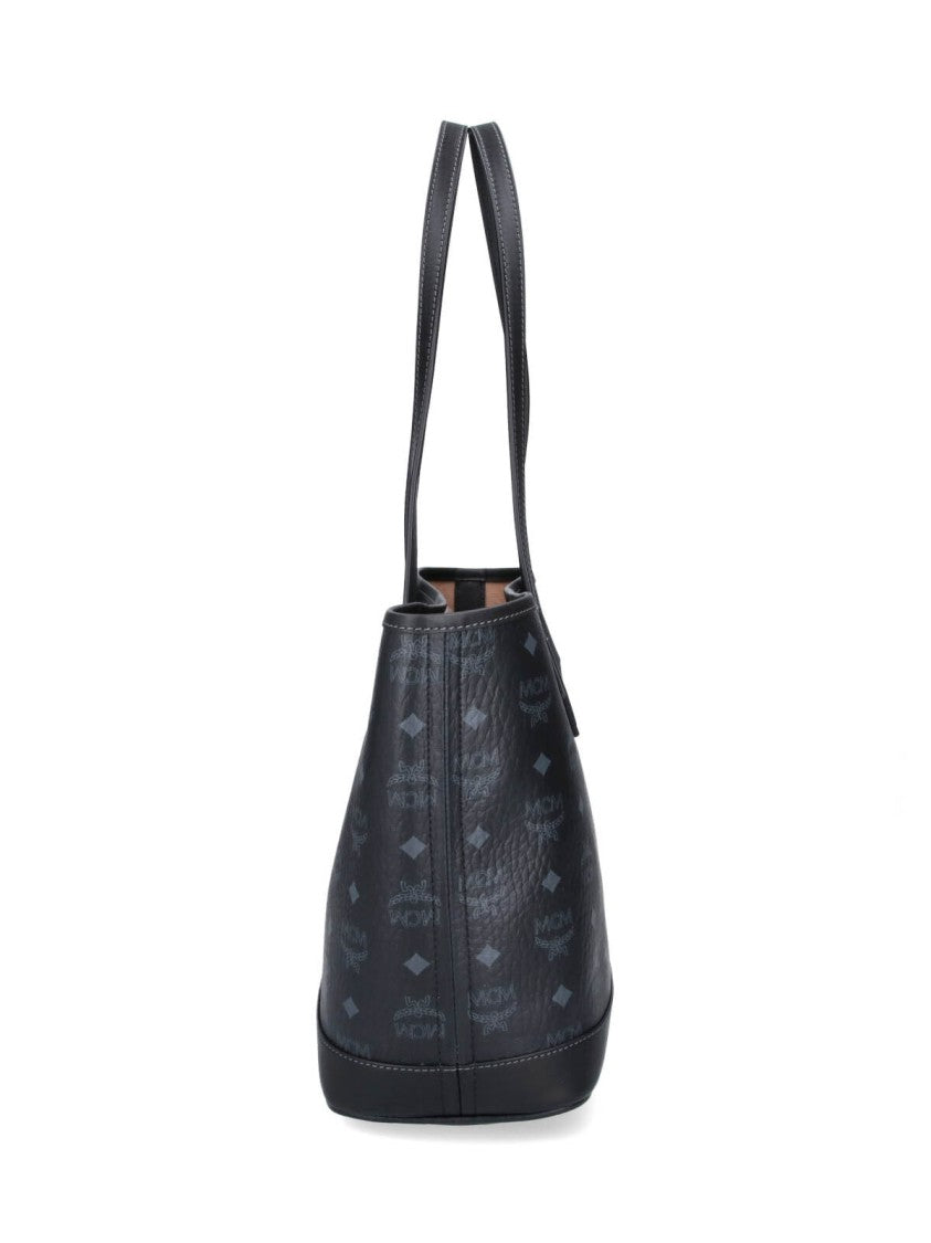 Mcm Black Liz Visetos Fabric Tote Bag