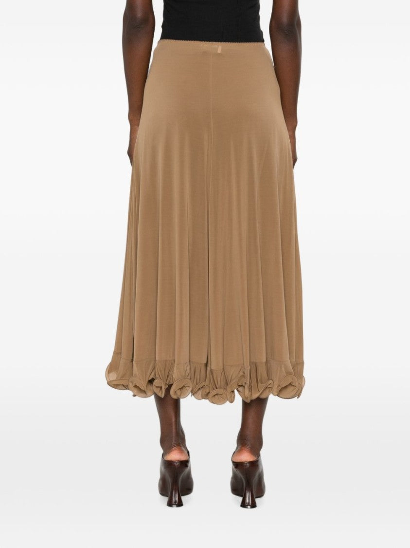 Moschino Gathered Ruffle Skirt With Brown Elasticated Waistband