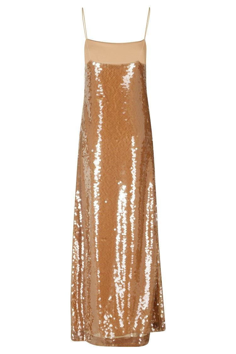 Alberta Ferretti Sequin-Embellished Spaghetti Straps Midi Dress