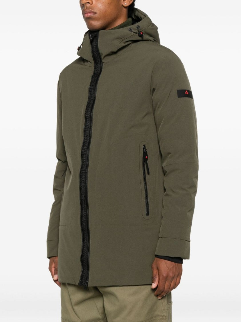 Peuterey Minimalist Olive Green Hooded Coat