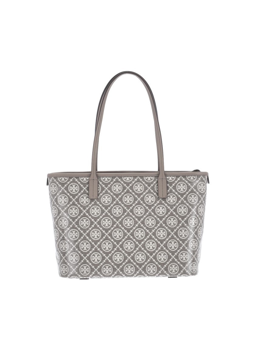 Tory Burch Grey T-Monogram Cotton Tote Bag