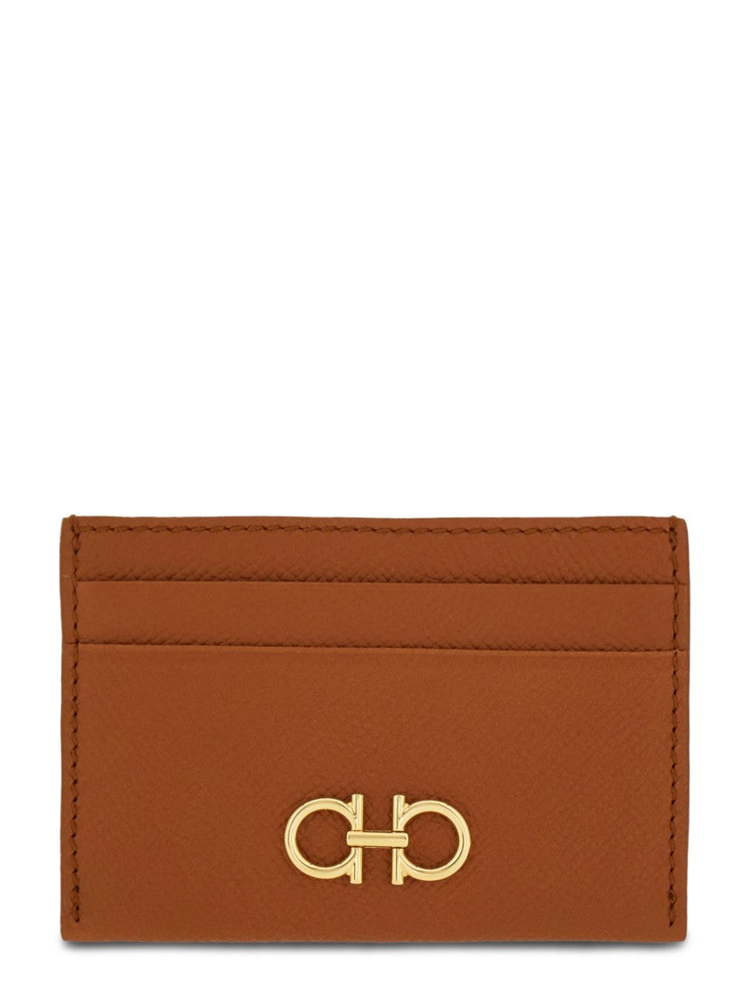 Ferragamo Textured Calf Leather Wallet With Gold-Tone Logo