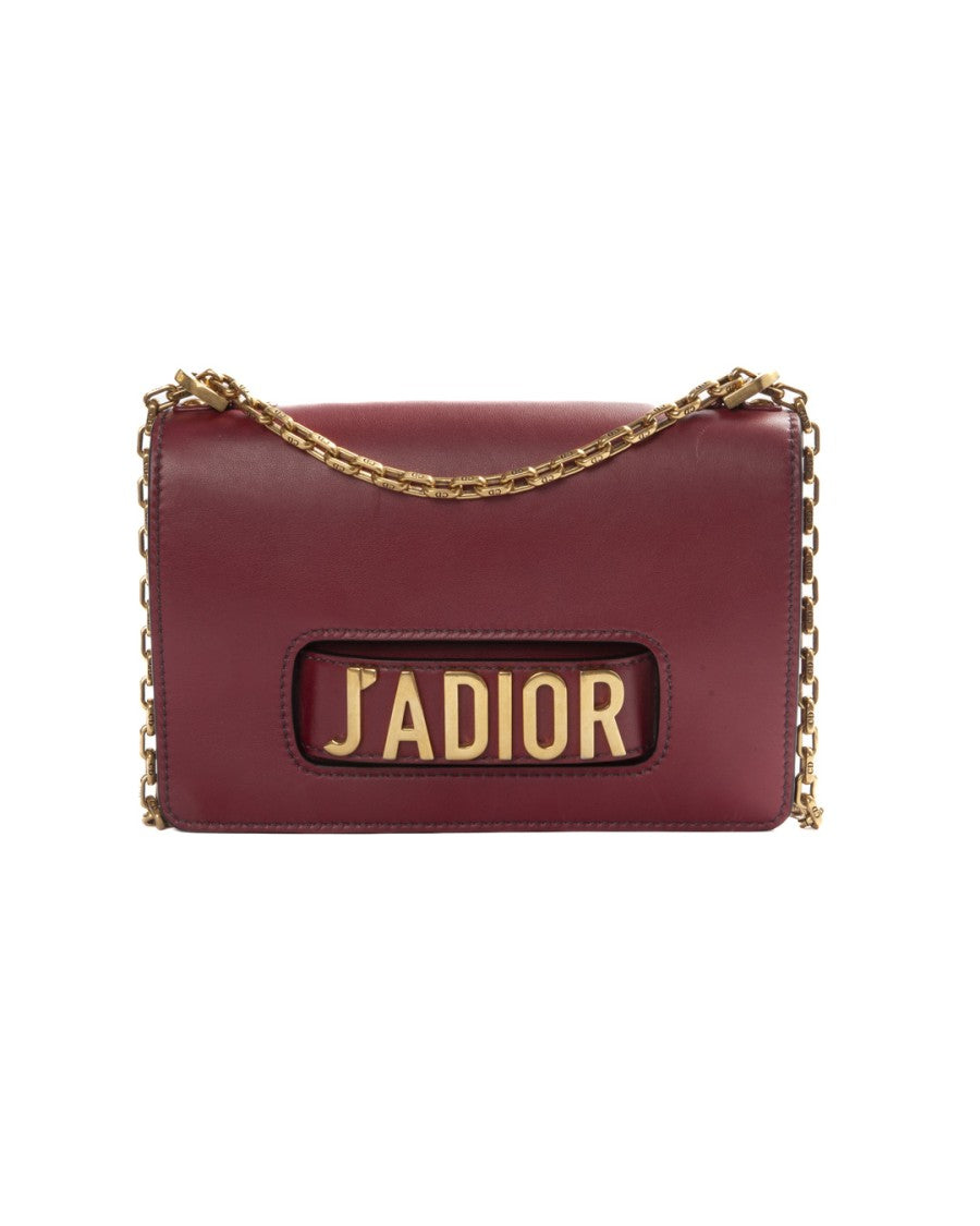 Dior Medium Bordeaux Leather J'adior Flap Bag With Gold Hardware