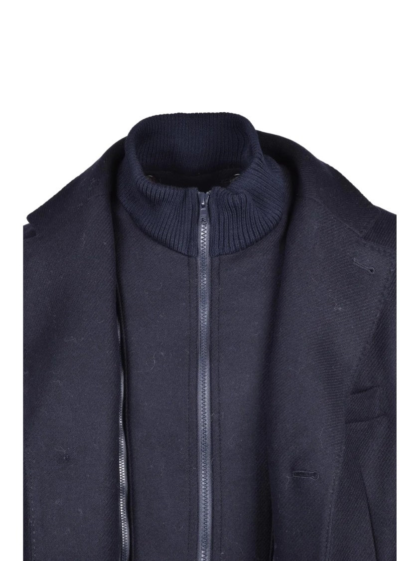 Savese Club Midnight Blue Wool-Blend Tailored Coat