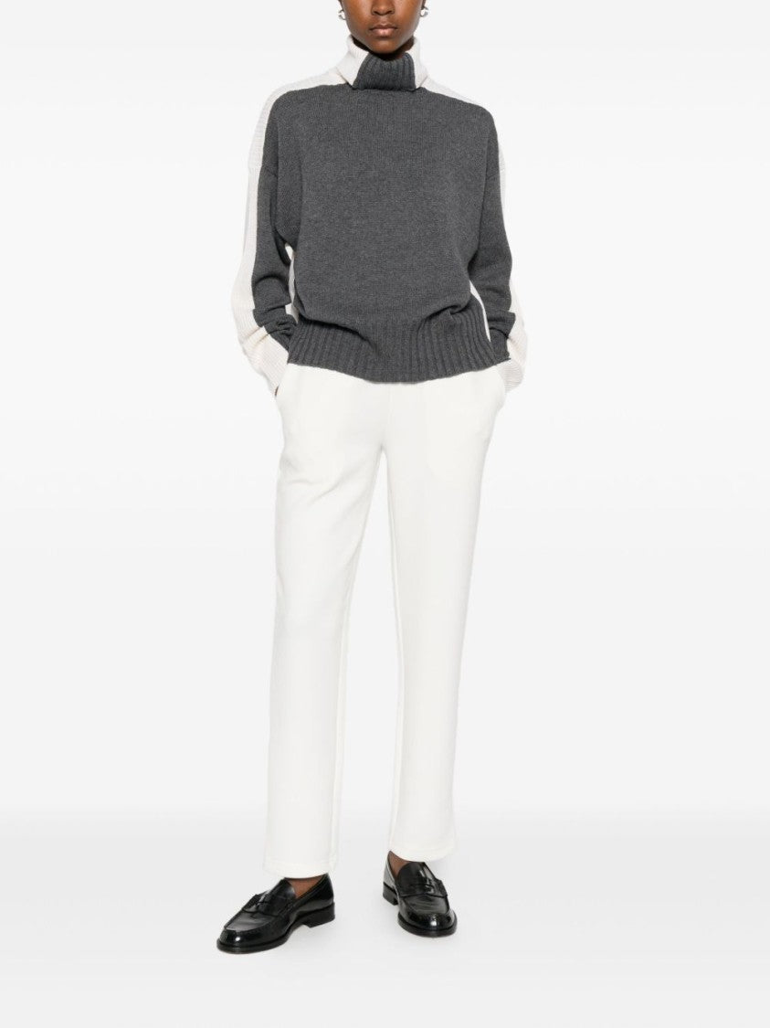 Twin-Set Textured Knit Sweaters With Ribbed Cuffs And Classic Neckline