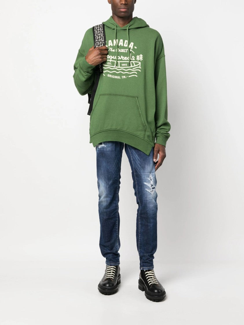 Dsquared2 Graphic-Print Verde Cotton Hoodie
