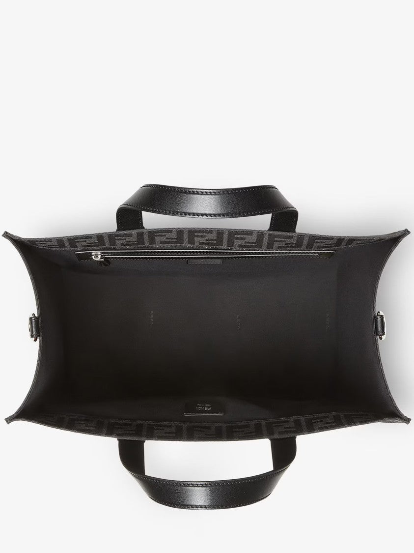 Fendi Structured Ff Monogram Leather Accents Tote