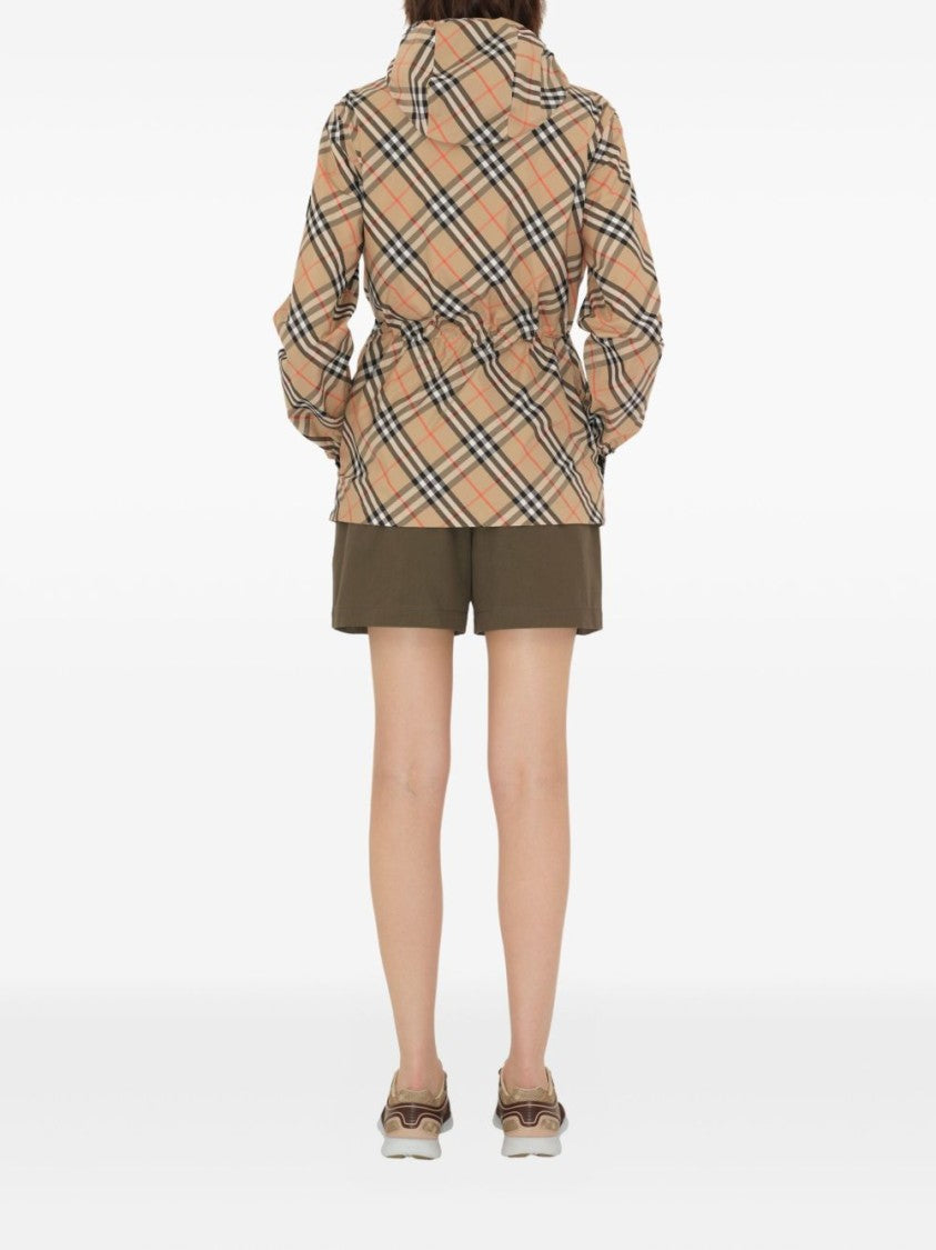 Burberry Hooded Casual Jacket With Classic Check Pattern