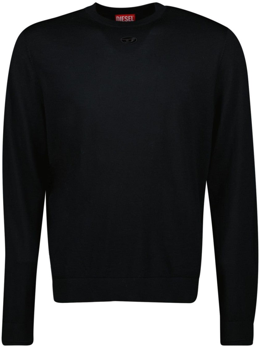 Diesel Cut-Out Detail Black Crew Neck Sweatshirt