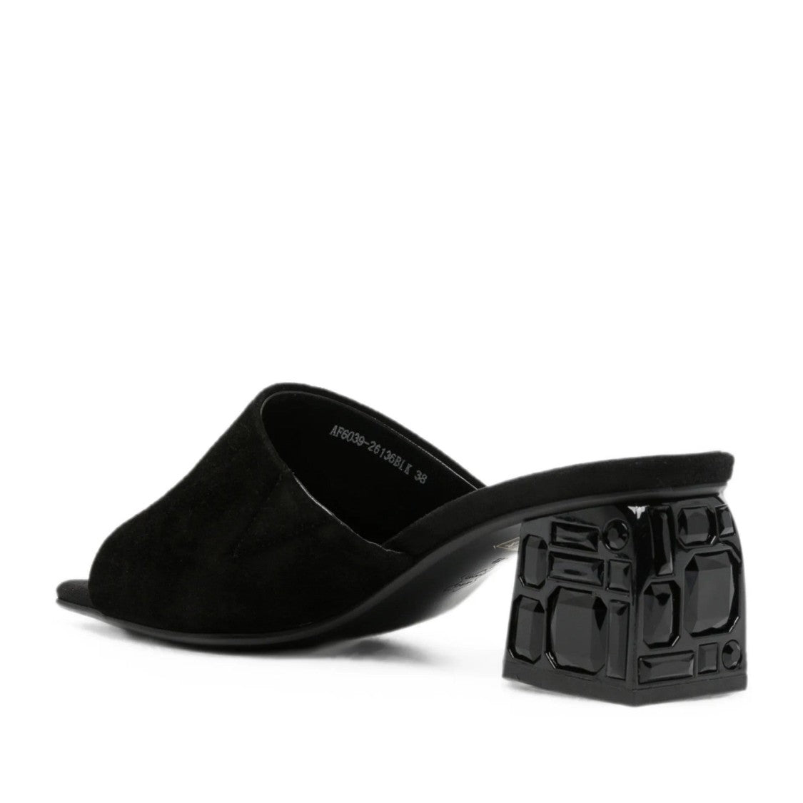 Adrianna Feretti Black Open-Toe Suede Block-Heel Slippers