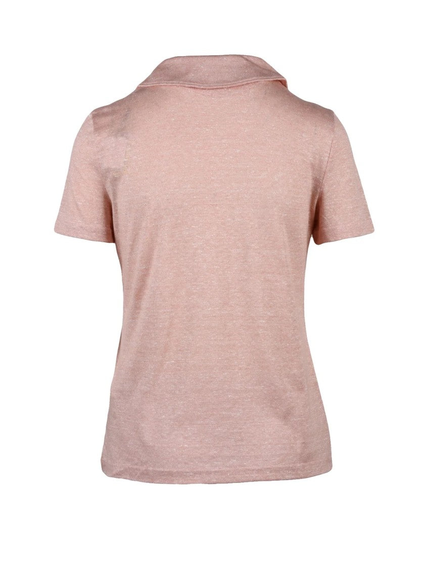 Eleventy Pink Linen Cotton Women Polo