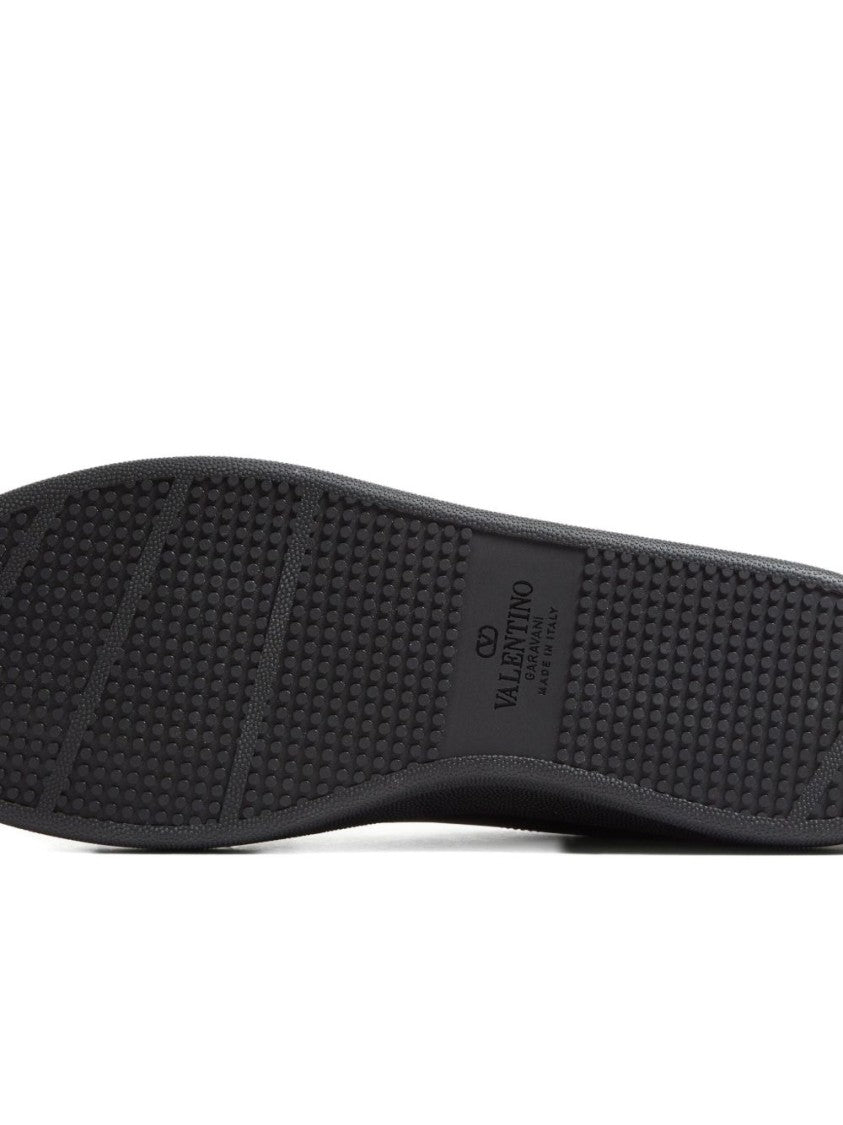 Valentino Garavani Black Leather Lace-Up Royco Sneakers With Vlogo Signature