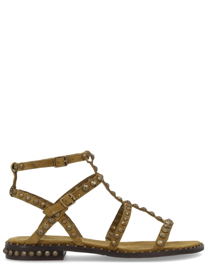 Ash Green Precious Studded Cage Leather Sandals