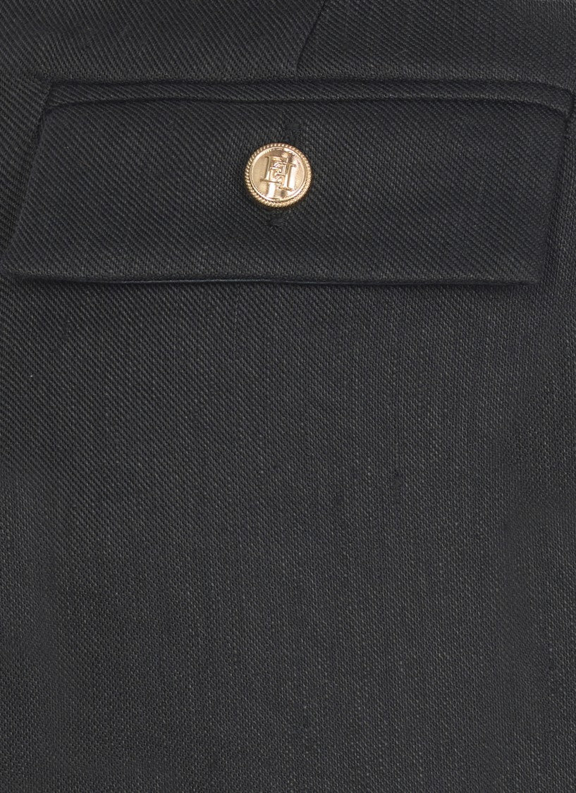 Elisabetta Franchi Tailored Black Pants With Side Slit Pockets