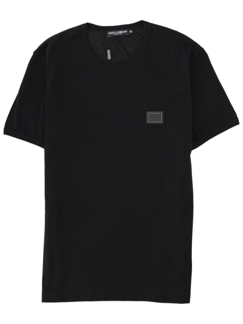 Dolce & Gabbana Black Cotton Patch Detail T-Shirt