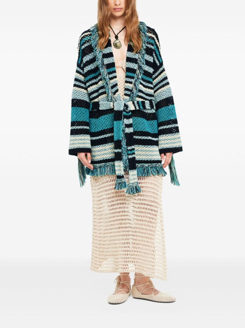 Alanui Loose Open-Knit Sweater With Fringe Detail