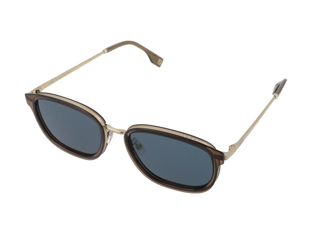 Maison Fendi Translucent Brown Metallic Accent Square Frame Sunglasses