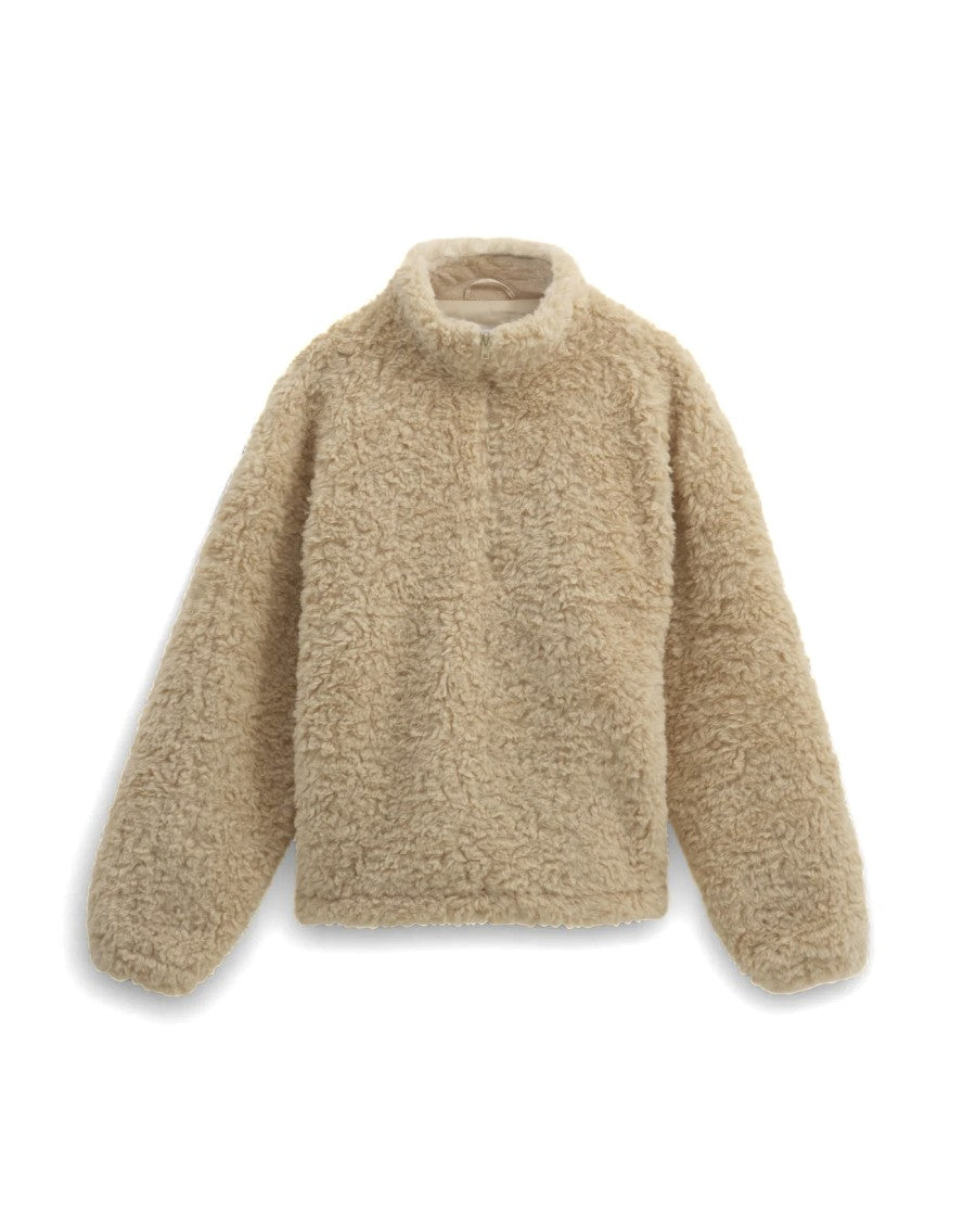Wax London Recycled Sherpa Fabric Boxy-Fit Funnel Neck Jacket