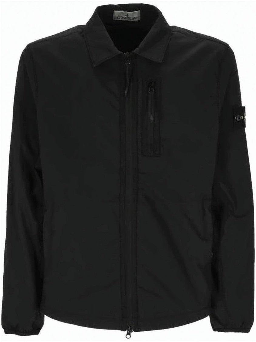Stone Island Tailored Black Jacket With Zipper Closure