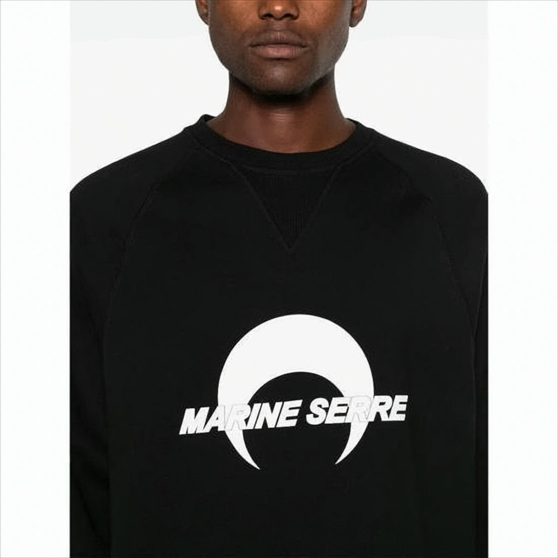 Marine Serre Long-Sleeve Crewneck Sweatshirt With Crescent Moon Graphic
