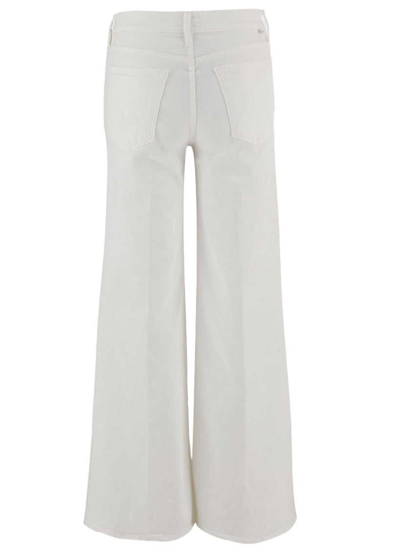 Mother Wide-Leg White Jeans With Classic Five-Pocket Design
