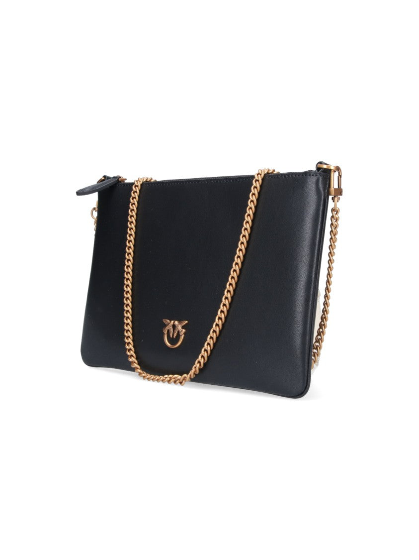 Pinko Shoulder Bag In Smooth Black Leather