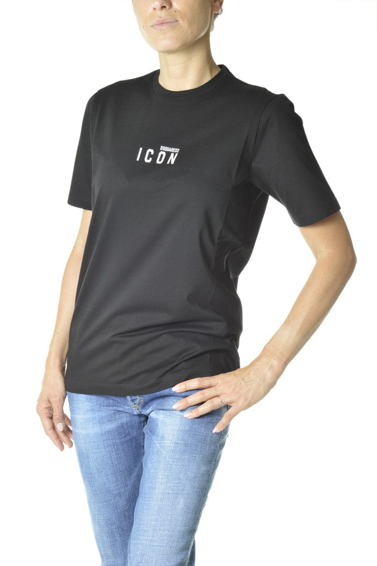 Dsquared2 Black Cotton Icon T-Shirt With Mini Logo