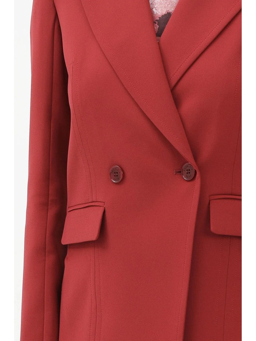 Patrizia Pepe Red Polyester Elastane Double-Breasted Jacket