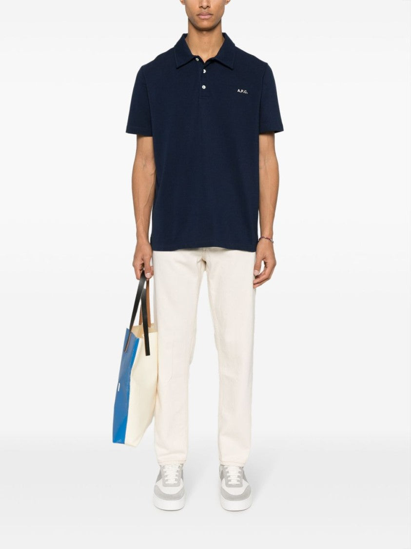 A.P.C. Embroidered Logo Cotton Polo Shirt With Classic Collar And Short Sleeves