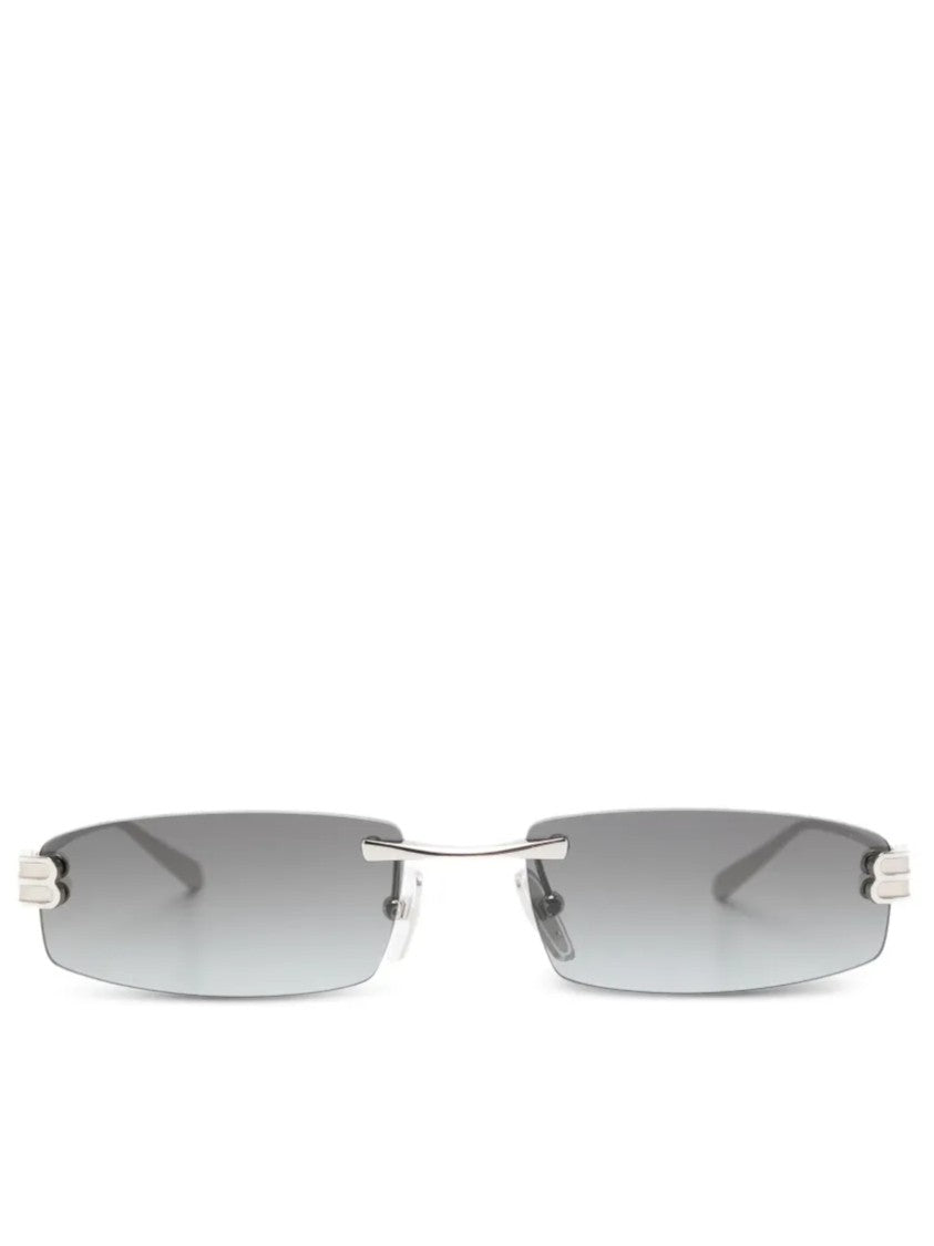 Balenciaga Silver Rimless Rectangular Sunglasses