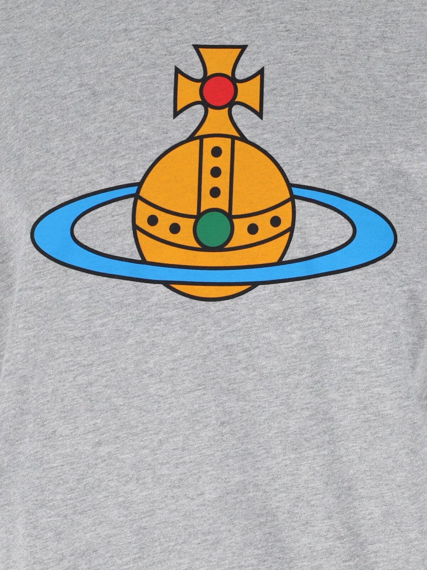 Vivienne Westwood Gray Orb Crew Neck Cotton T-Shirt