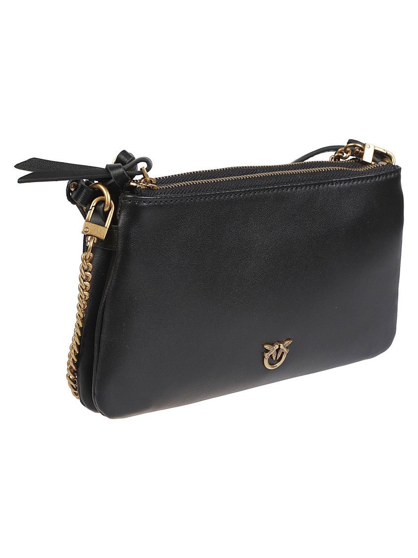 Pinko Double Mini Rectangular Calf Leather Shoulder Bag