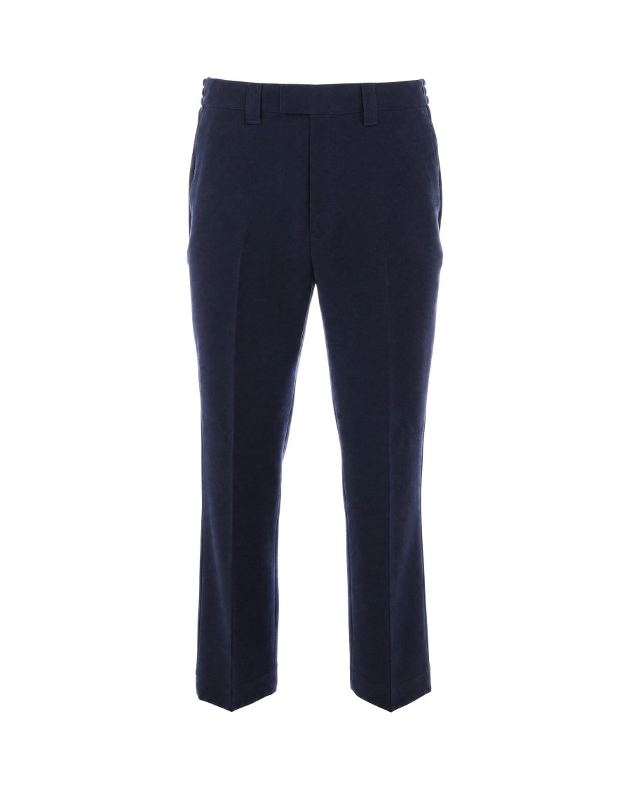 Paolo Pecora Navy Viscose-Blend Regular-Fit Straight-Leg Pants
