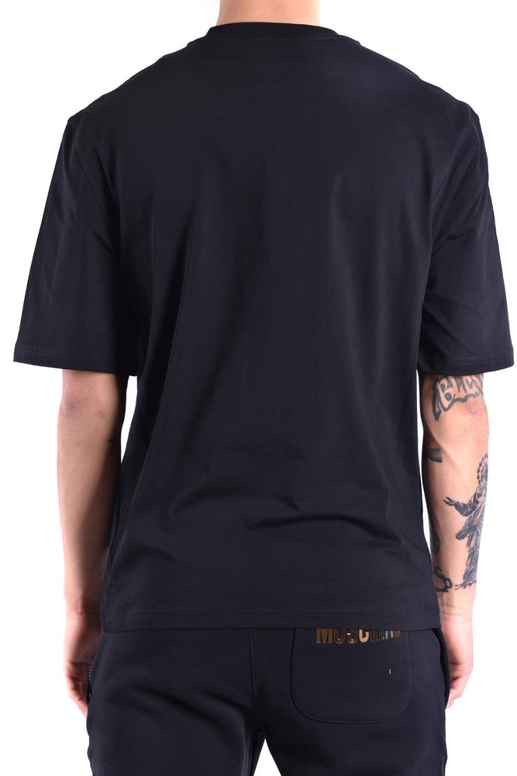 Moschino Black Short-Sleeve T-Shirt Multicolored Logo Detail