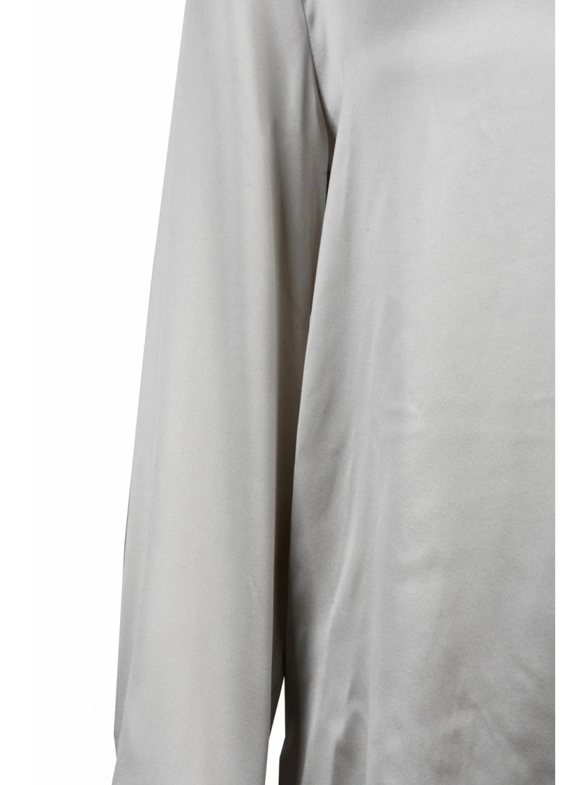 Max Mara Pearl Grey Silk-Blend Moldava Blouse
