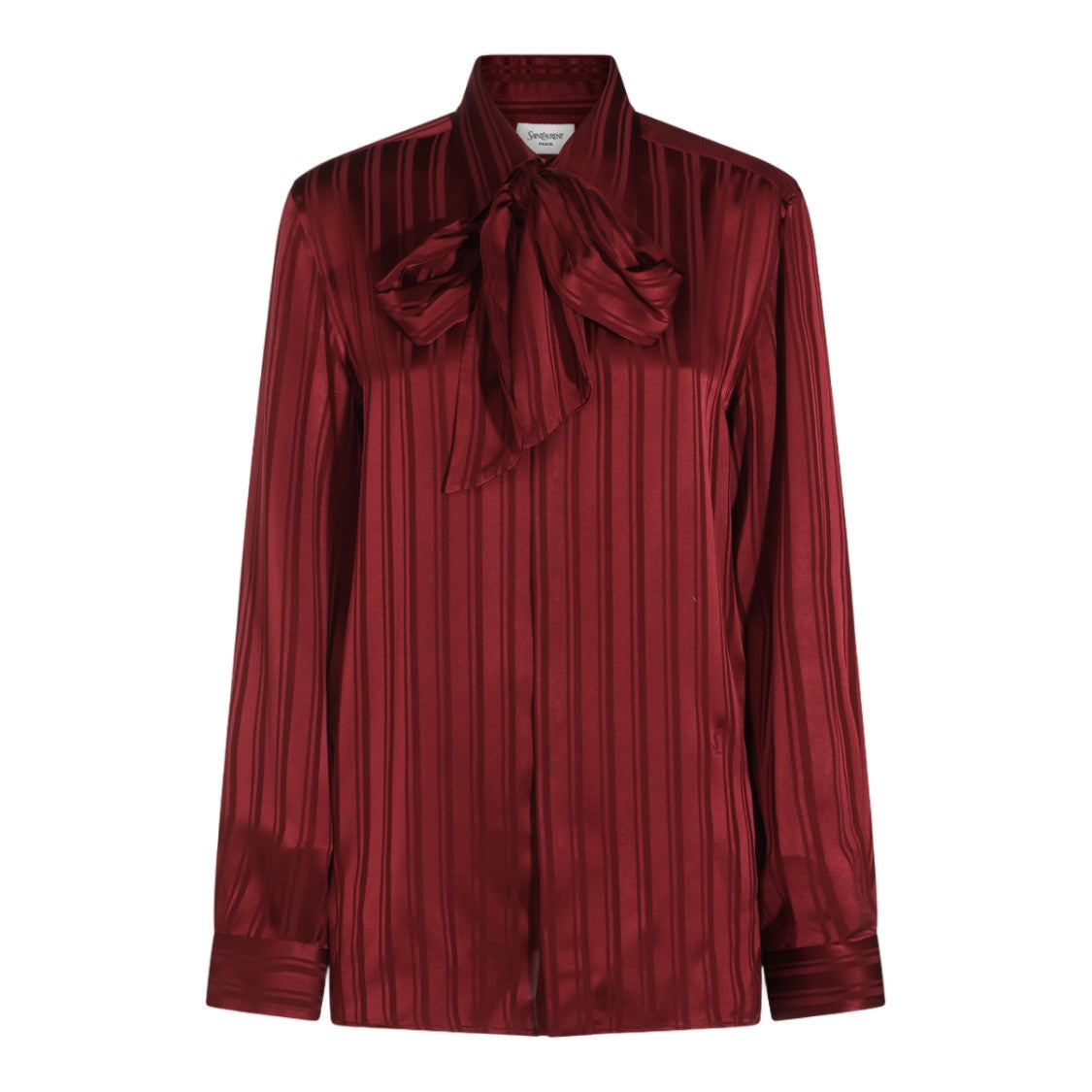 Saint Laurent Vertical Stripe Bow-Tie Silk Shirt