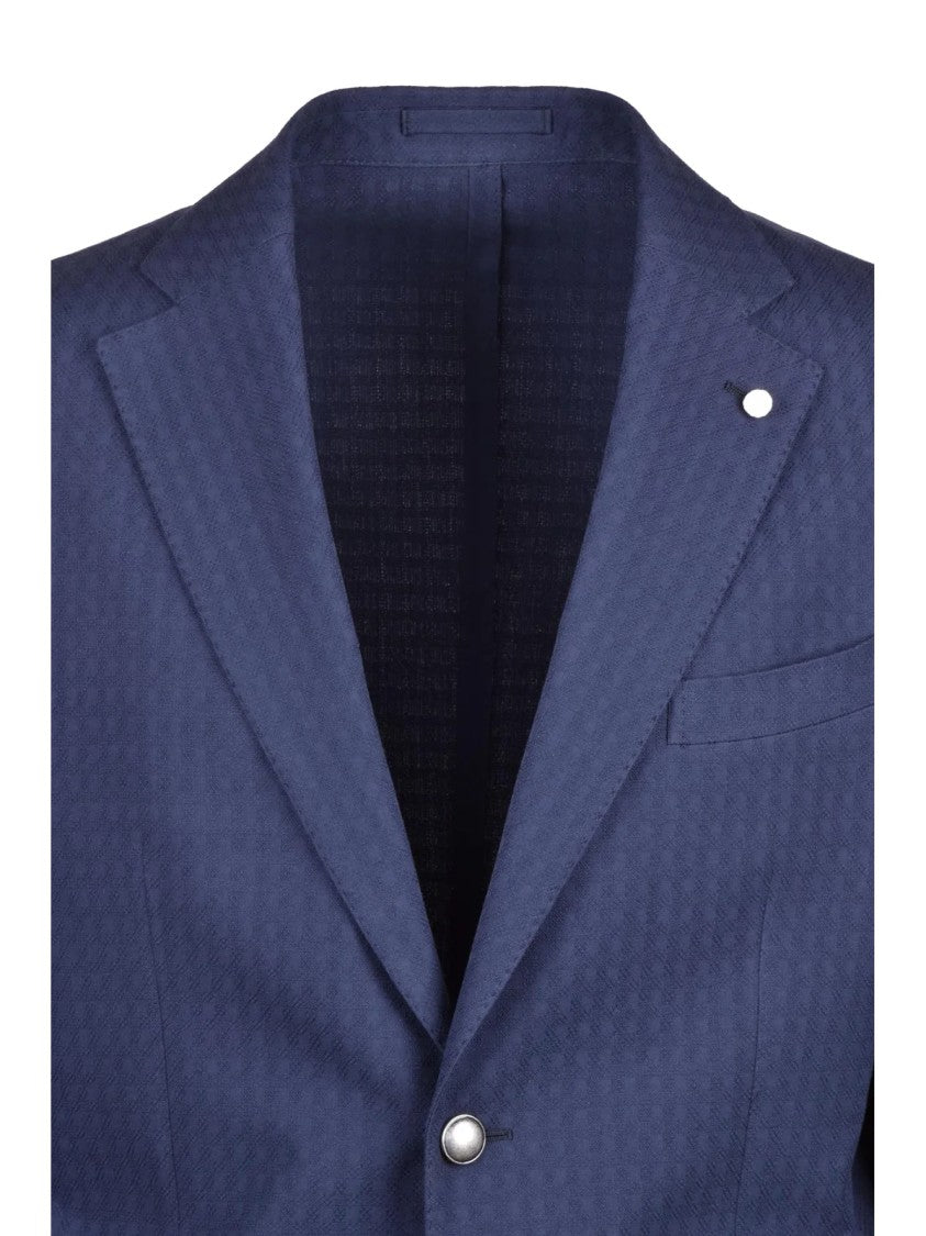 Luigi Bianchi Cotton Rounded Blazer - Navy Blue