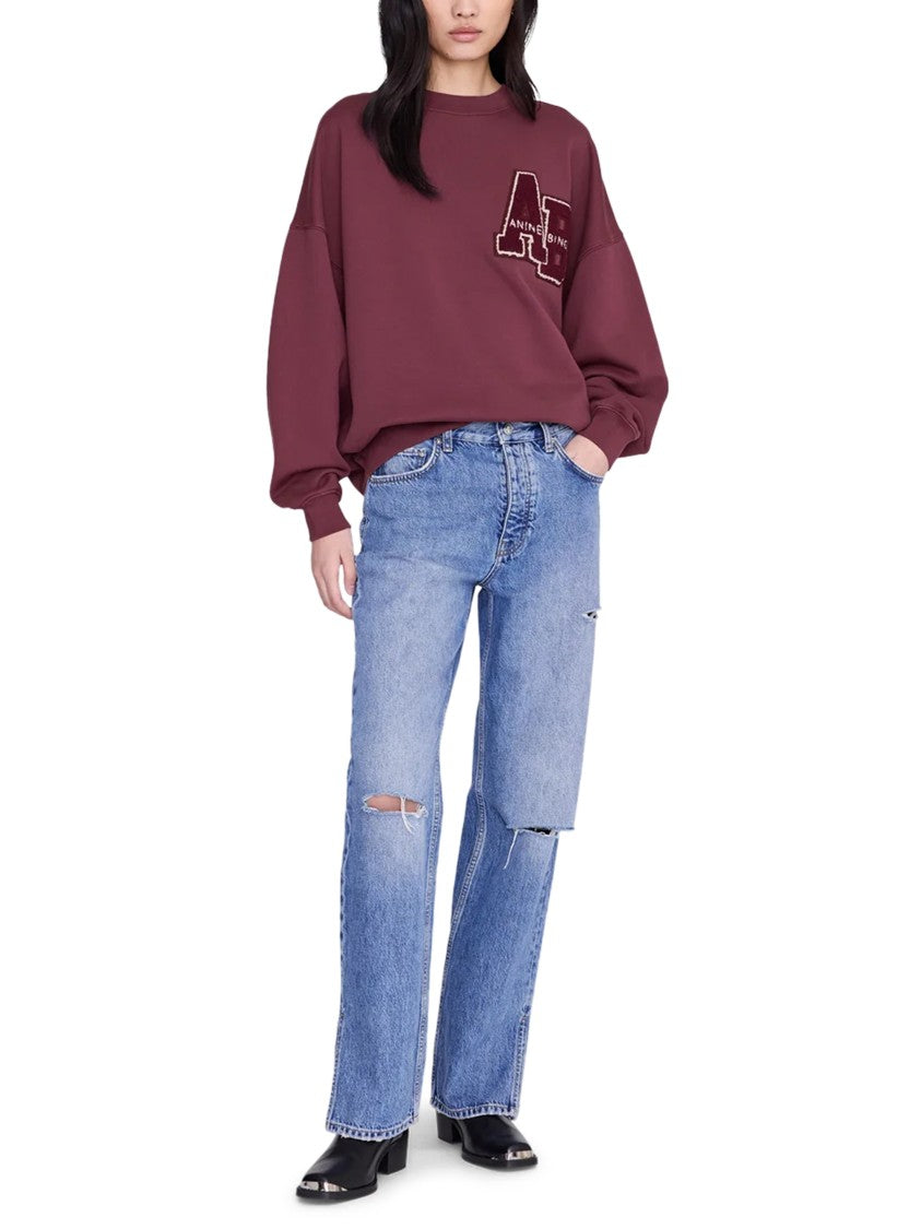 Anine Bing Miles Letterman Crew Neck Sweatshirt