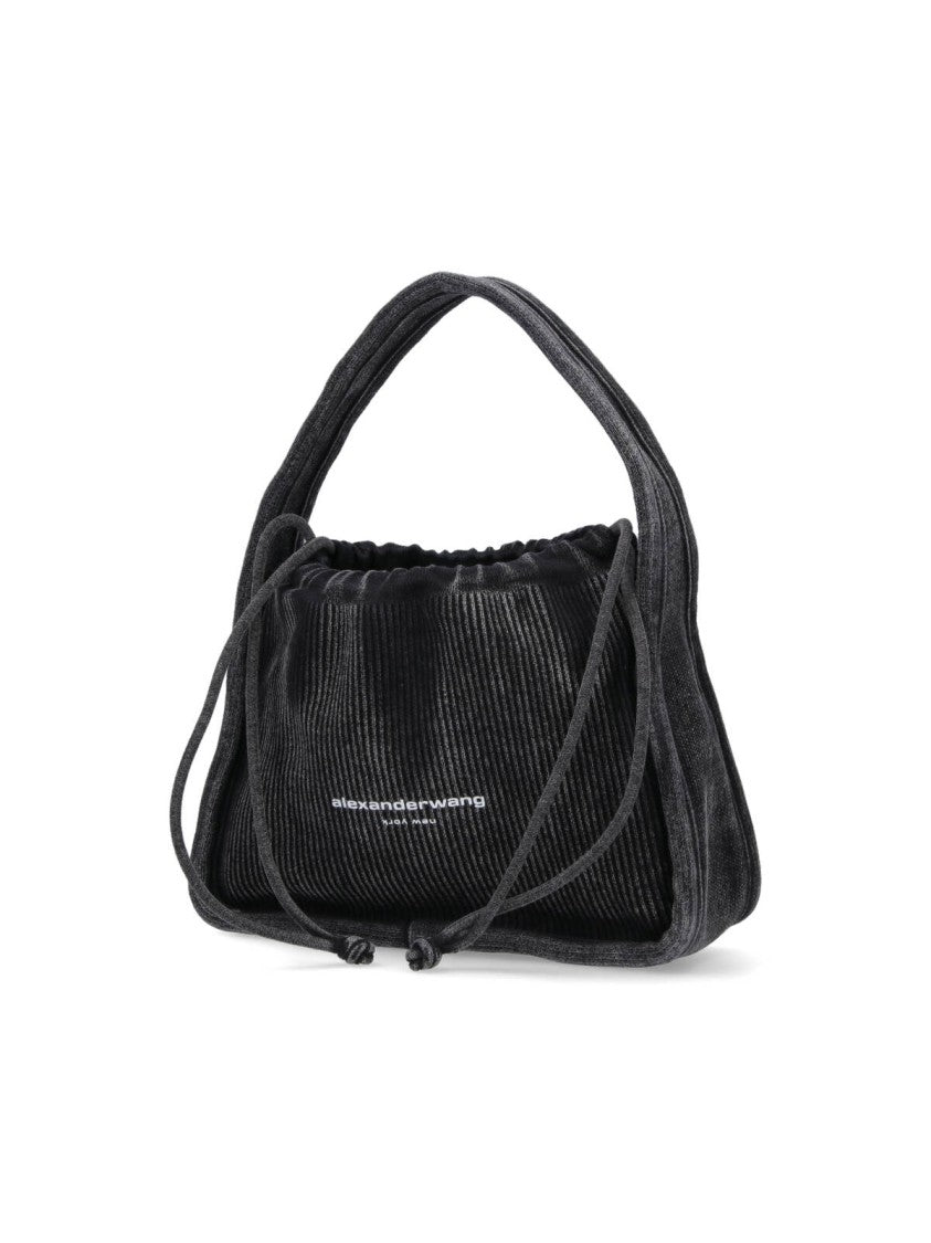 Alexander Wang Grey Cotton Blend Handbag With Drawstring Closure