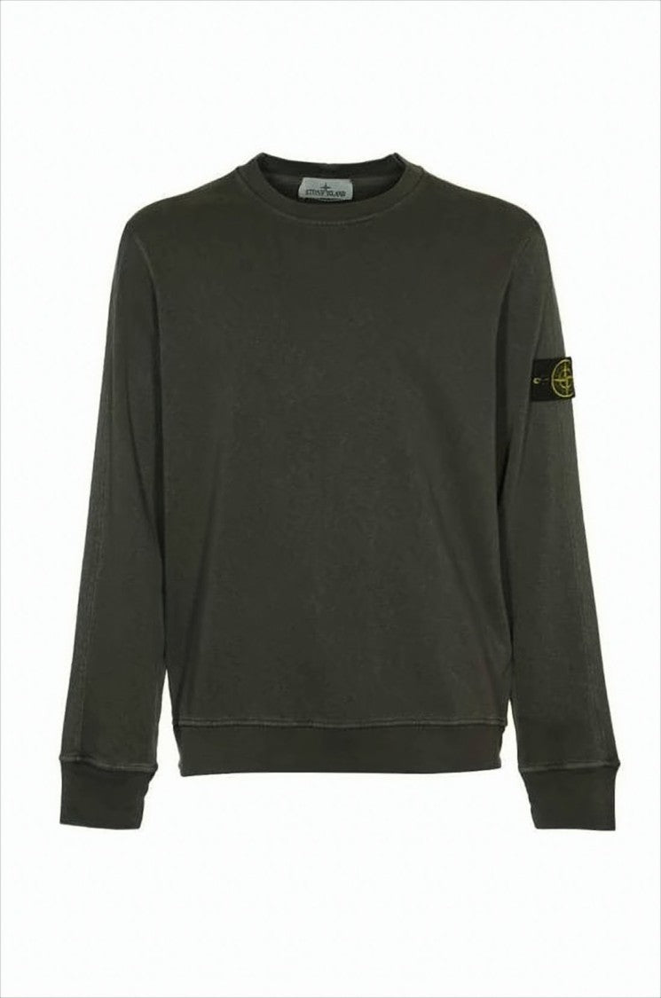 Stone Island Relaxed-Fit Long Sleeve Cotton Sweatshirt With Ribbed Trim