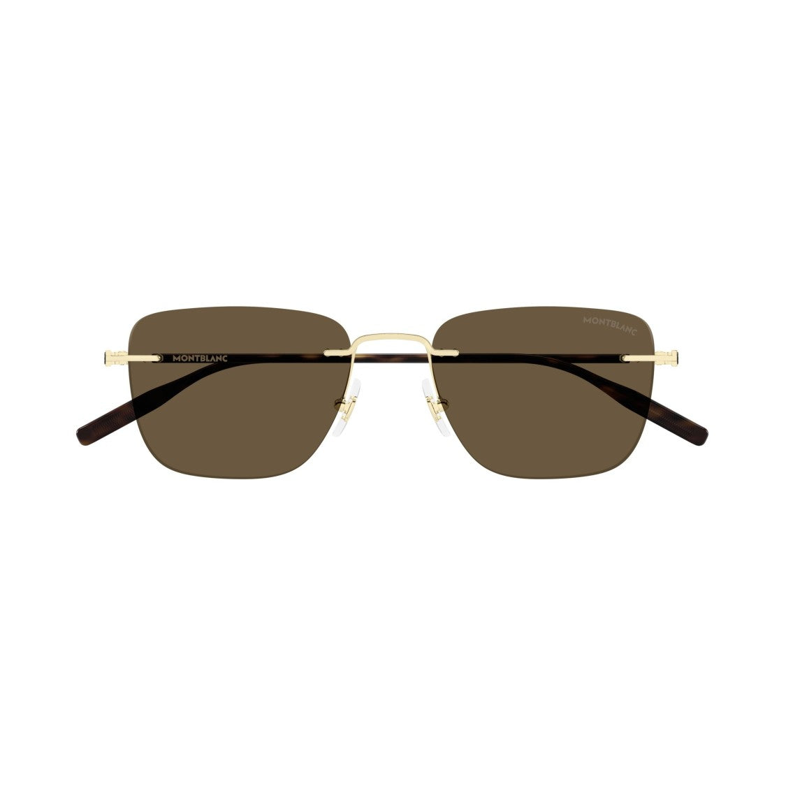 Montblanc Rimless Sunglasses With Rectangular Brown Lenses