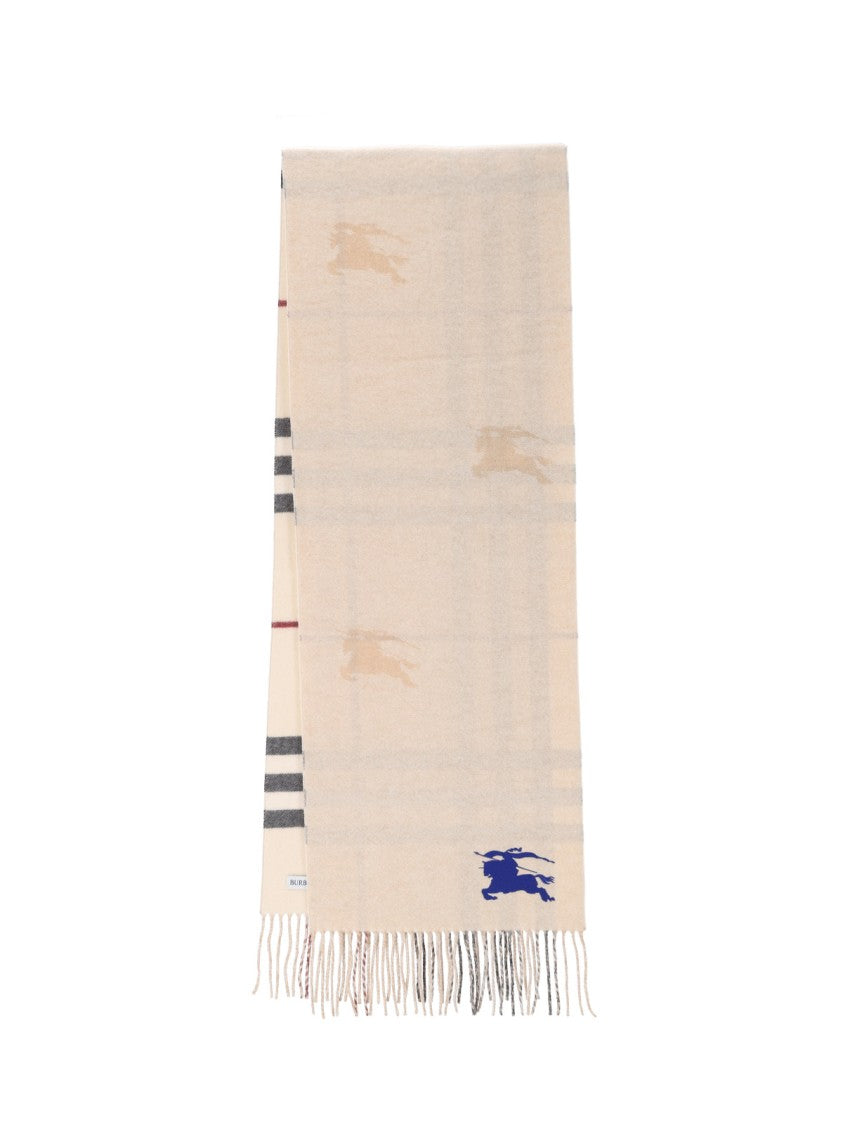 Burberry Beige Cashmere Reversible Check Scarf