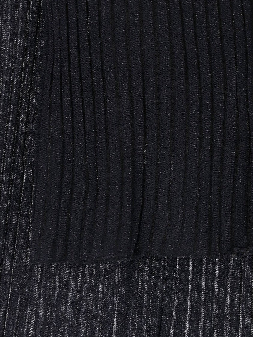 Dondup Black Lurex Knit Ribbed Midi Skirt