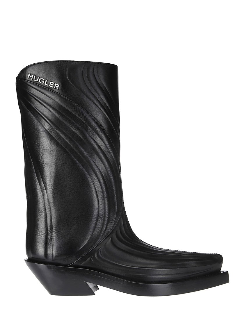 Mugler Pointed Leather Texan Boot